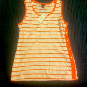 Ladies Nautica tank top size MED, true Snap button side peach and white NWT